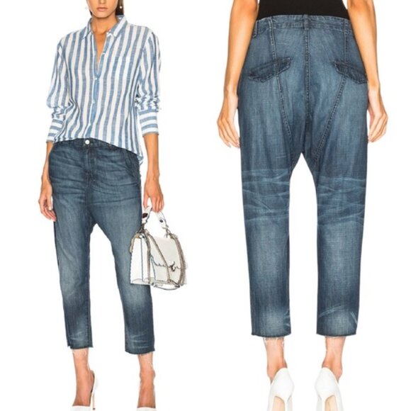 Nili Lotan Women's Paris Jeans MSRP $345 Mid Rise Relaxed Drop Crotch Pant sz 25 - Picture 1 of 13